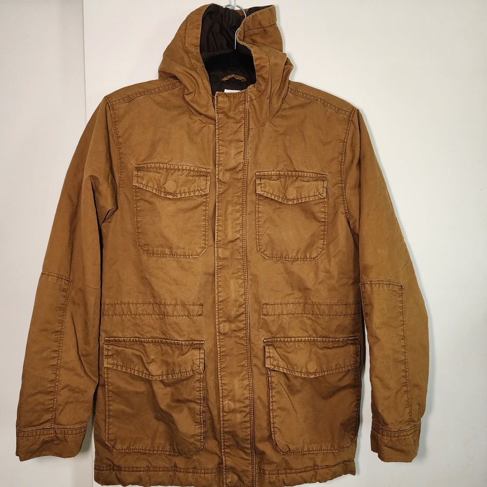 Old Navy Canvas Military Jacket Kids XL 14-16 Rye Brown Excellent Hooded Utility